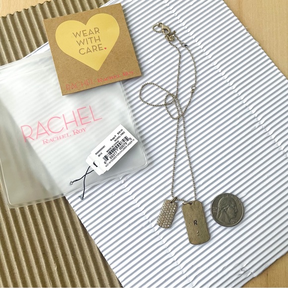 RACHEL Rachel Roy Mini Double Dog Tag Pave gold necklace - Picture 3 of 3